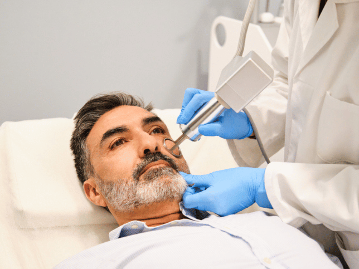 man getting laser resurfacing