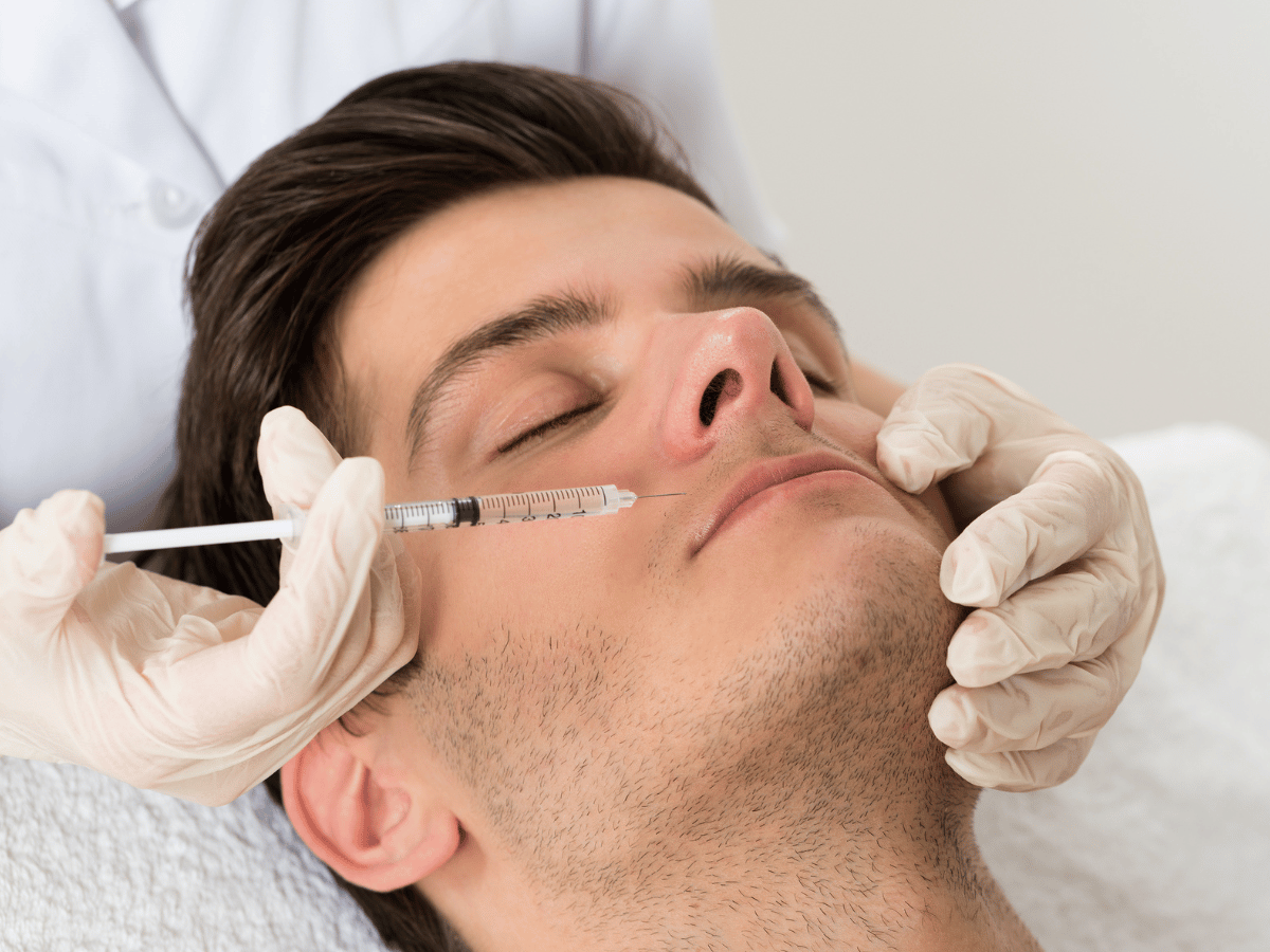 man getting dermal fillers